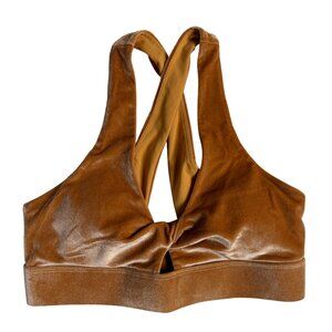 Fabletics Oasis Twist Velour Sports Bra (Light Honey) - Size Small